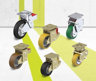 Spring-loaded wheel and caster series