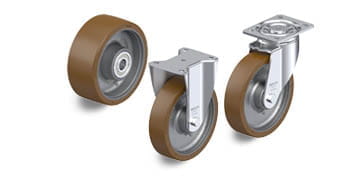 GB wheel and caster series with Blickle Besthane polyurethane tread