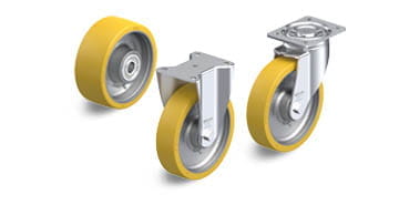 GTH wheels and casters with Blickle Extrathane polyurethane tread