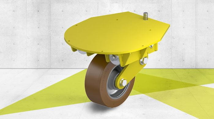 Spring-loaded heavy duty rigid caster with special fitting