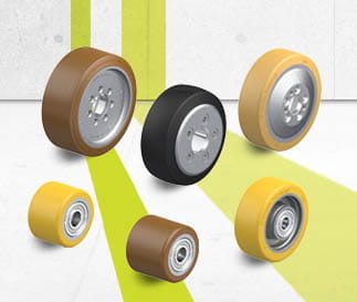 Wheels and casters for pallet trucks, forklift trucks and other industrial trucks