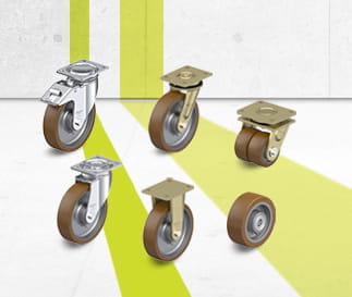 GB Wheel and caster series with Blickle Besthane polyurethane tread