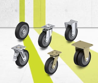 SE wheel and caster series with elastic solid rubber tires