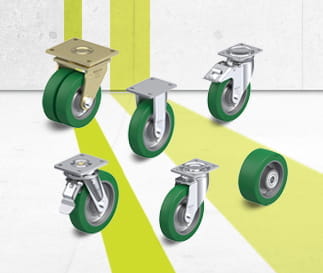 GST wheel and caster series with Blickle Softhane polyurethane tread