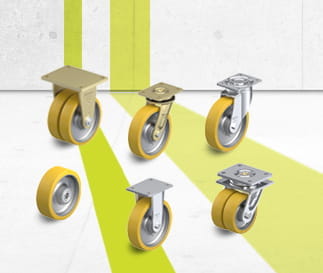 Séries de roues et de roulettes GTH avec bande de roulement en polyuréthane Blickle Extrathane