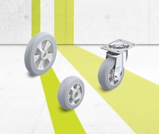 Séries de roues et de roulettes ALES avec bandage en caoutchouc souple